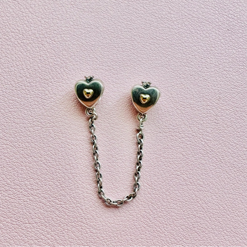 Pandora Two Tone Hearts and Crown Safety Chain